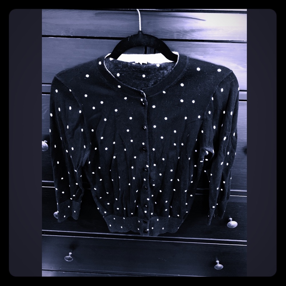 J. Crew polka dot cardigan 3/4 sleeve